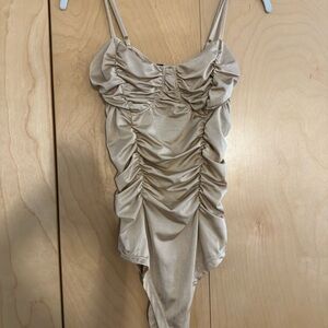 Ruched Tan Bodysuit